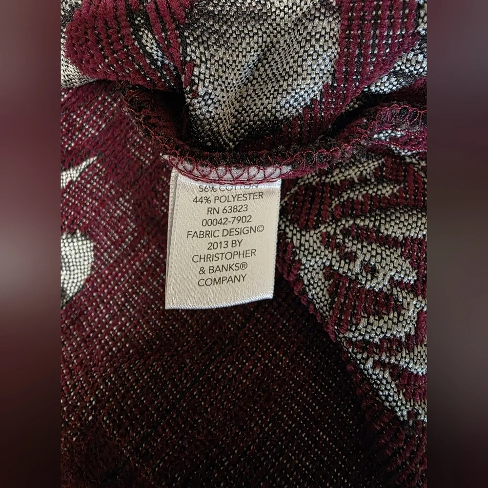 Christopher & Banks Black and Burgundy Floral Sleeveless Blouse - Picture 4 of 6